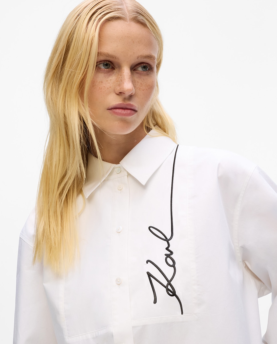 Camisa com Peitilho de Capa Dupla Branco-3