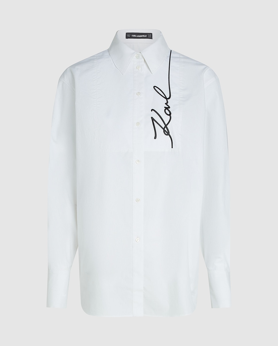 Camisa com Peitilho de Capa Dupla Branco-4