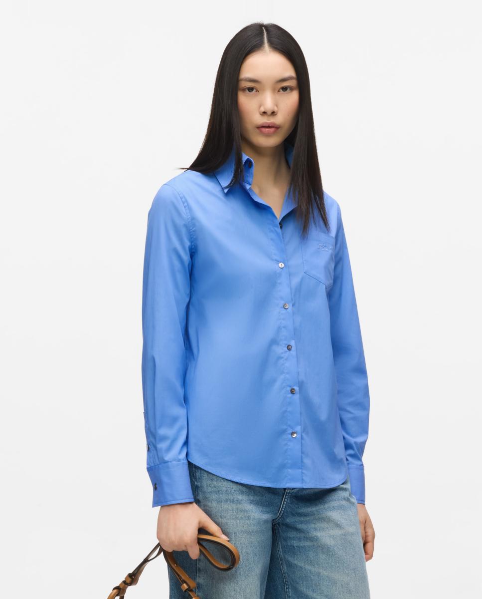 Blusa de mujer popelín KL logo - Karl Lagerfeld - Negro Azul-1