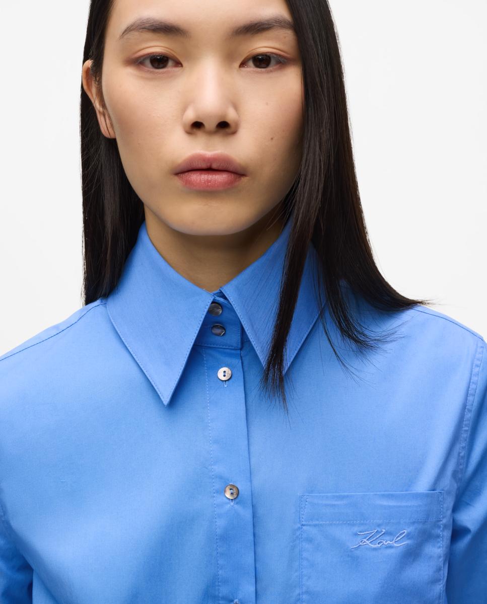 Blusa de mujer popelín KL logo - Karl Lagerfeld - Negro Azul-3