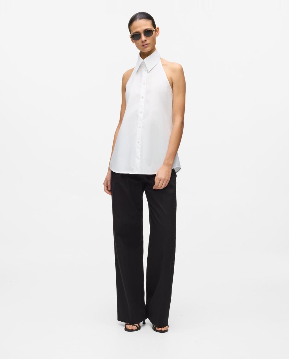 Camisa de mujer popelín sin mangas - Karl Lagerfeld - Blanco Blanco-3