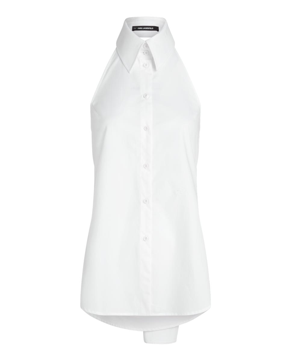 Camisa de mujer popelín sin mangas - Karl Lagerfeld - Blanco Blanco-4