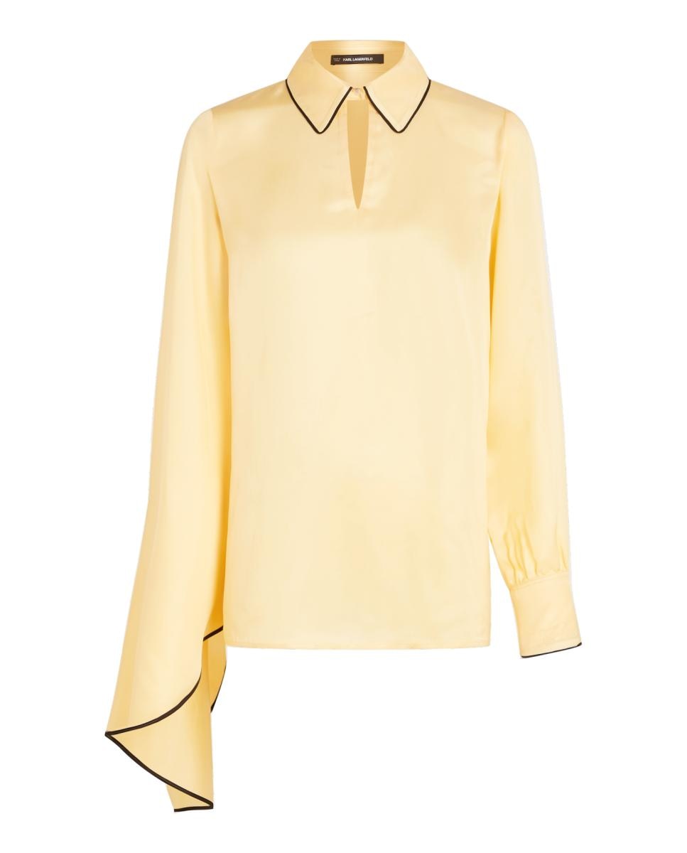 Imagen 0 de Blusa de mujer fluida detalle ribete contraste Amarillo