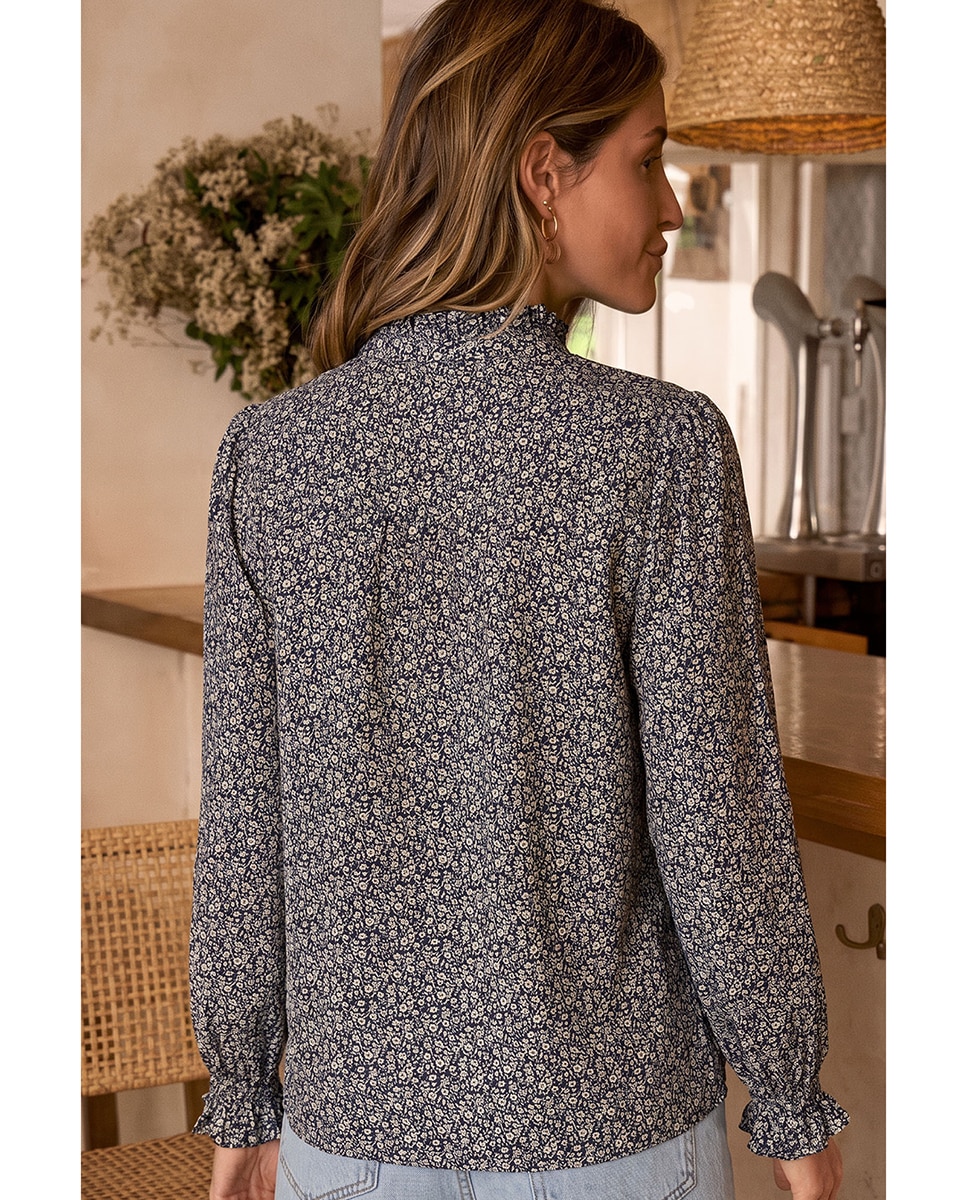 Camisa Flor Amalfi - Polin et Moi - Azul marino Azul marino-2