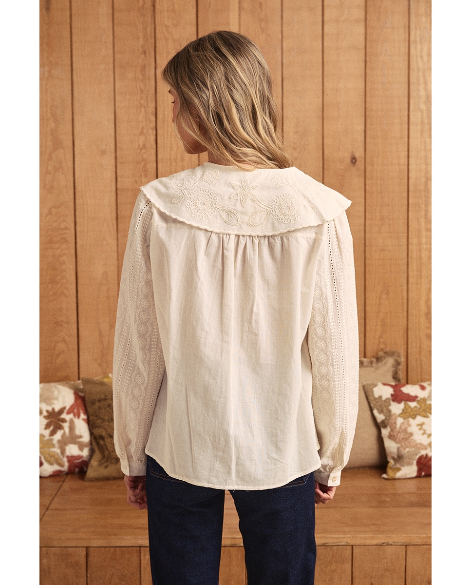 Camisa manga larga cuello volante - Polin et Moi - Crudo Crudo-2