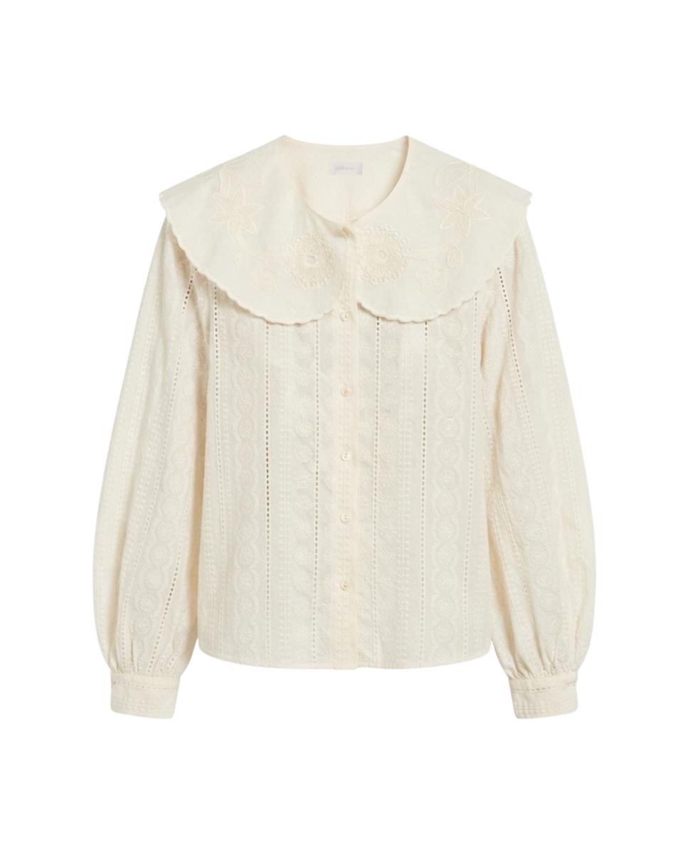 Camisa manga larga cuello volante - Polin et Moi - Crudo Crudo-6