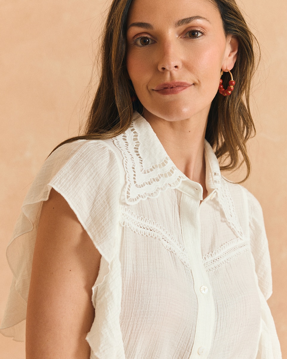 Blusa bordada de mujer - Polin et Moi - Blanco Blanco-3