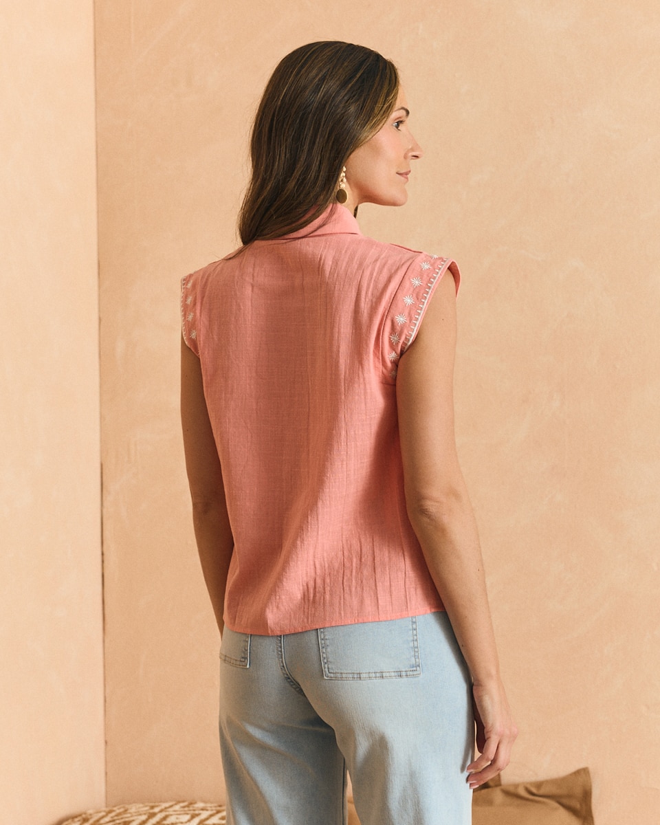 Blusa com Bordados Salmão-2
