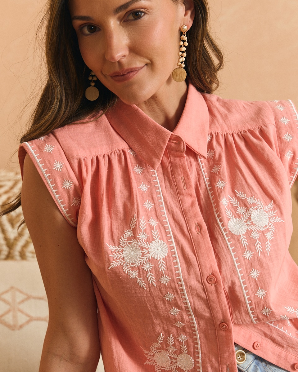 Blusa com Bordados Salmão-3