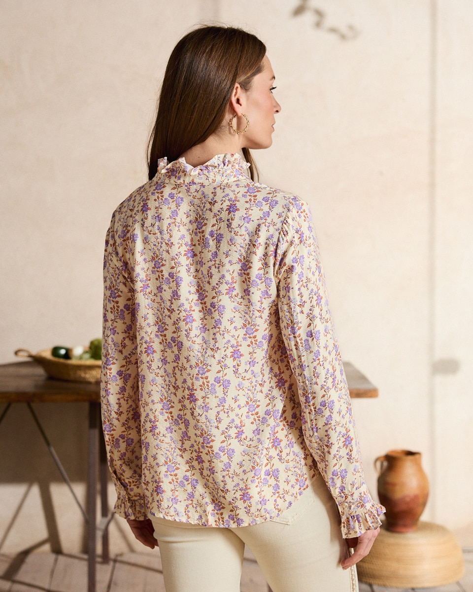 Camisa Estampada com Manga Comprida Cru-2