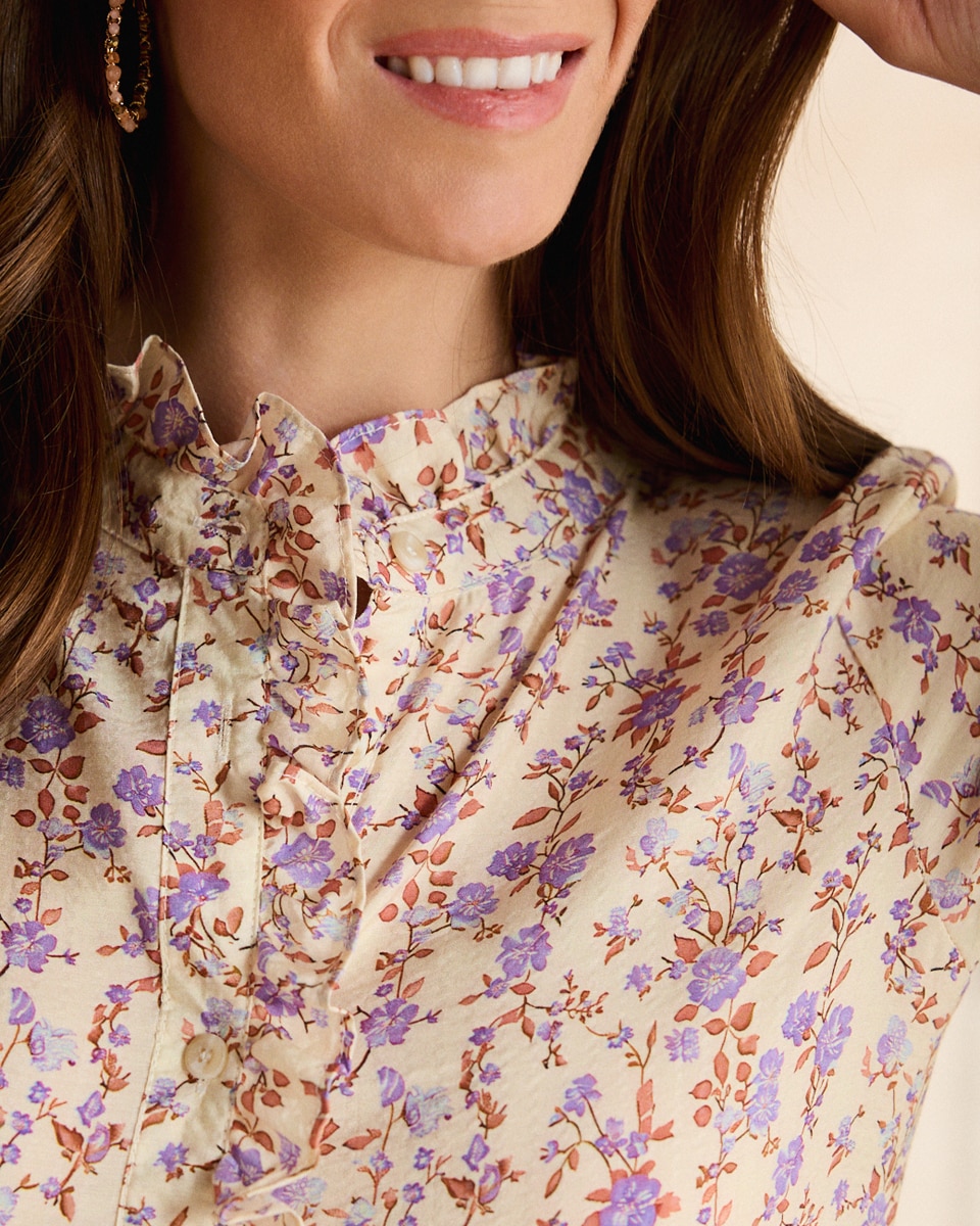 Camisa Estampada com Manga Comprida Cru-3