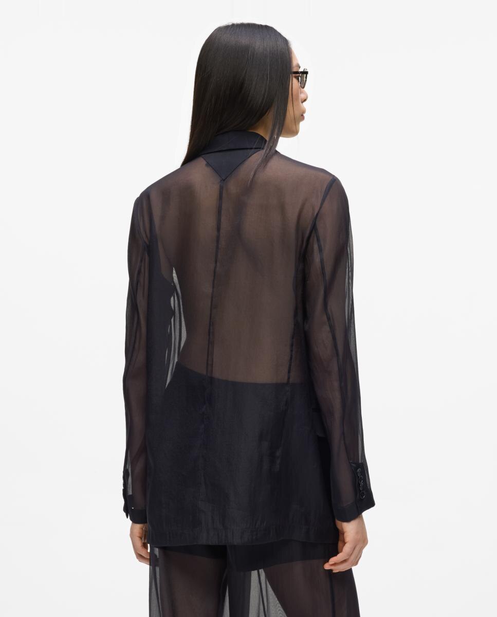Blazer de Organza com Transparência Preto-2