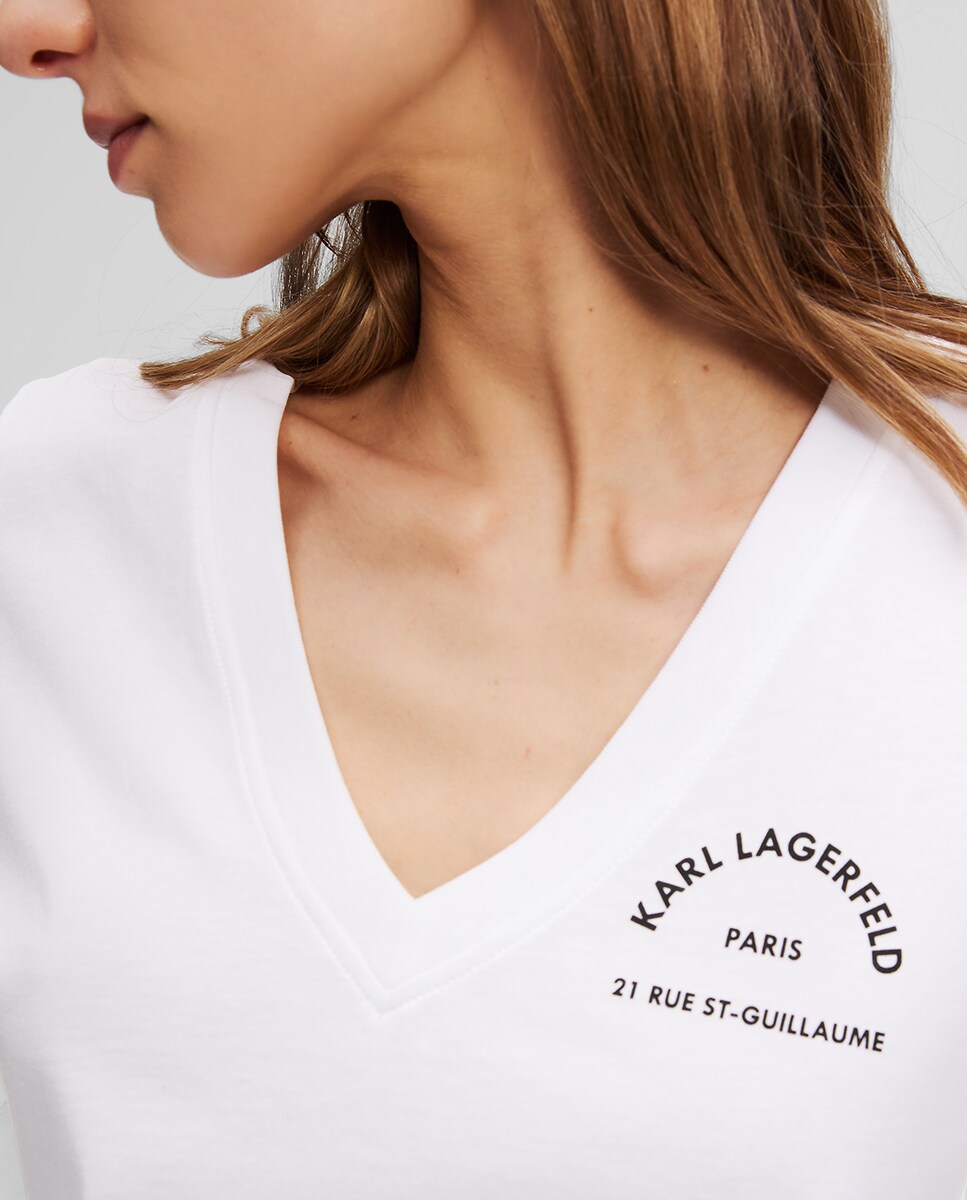 T-shirt com Decote em Bico Rue St. Guillaume Branco-3