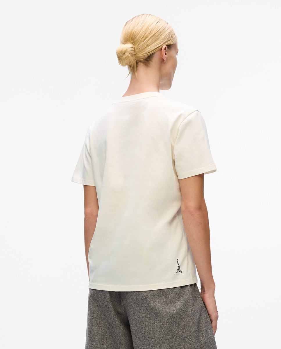 T-shirt com Ilustração Paris Cru-2