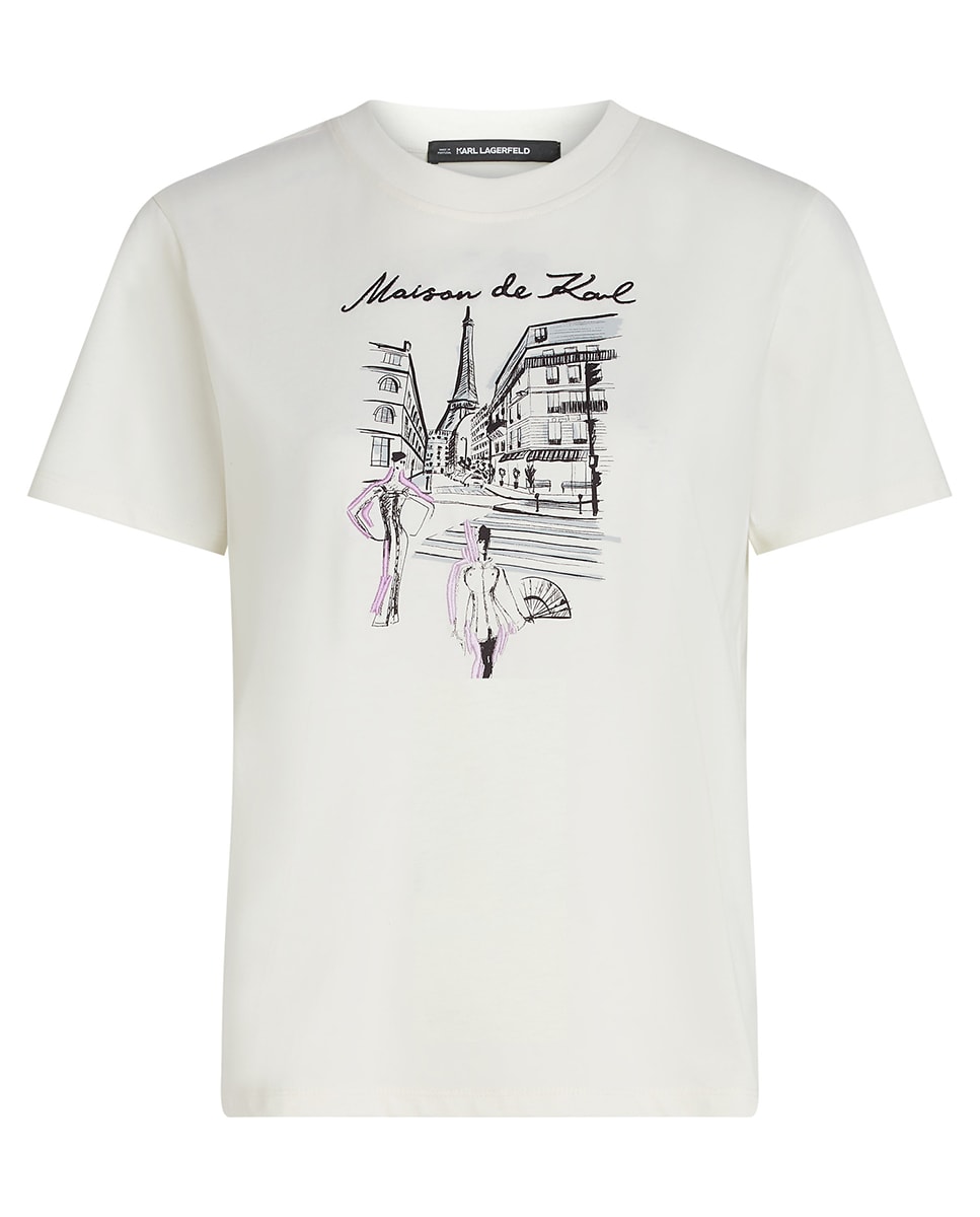 T-shirt com Ilustração Paris Cru-4