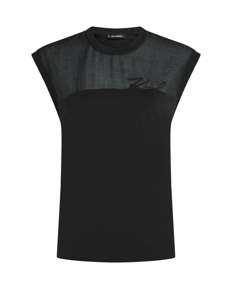 T-shirt com Transparências KL Signature Azul-índigo-4