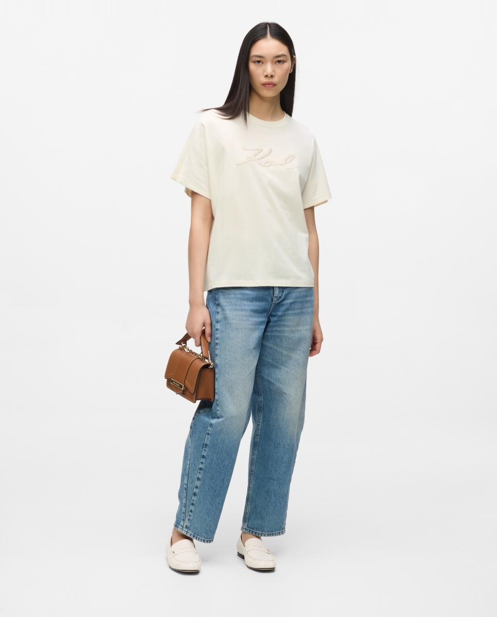 T-shirt de Corte Relaxed KL Signature Branco-3