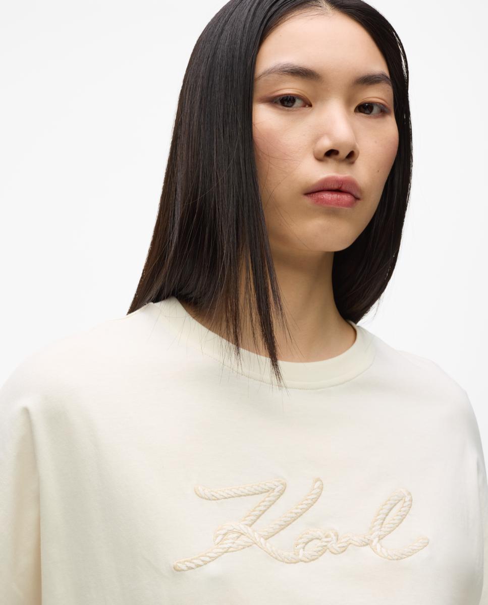 T-shirt de Corte Relaxed KL Signature Branco-4