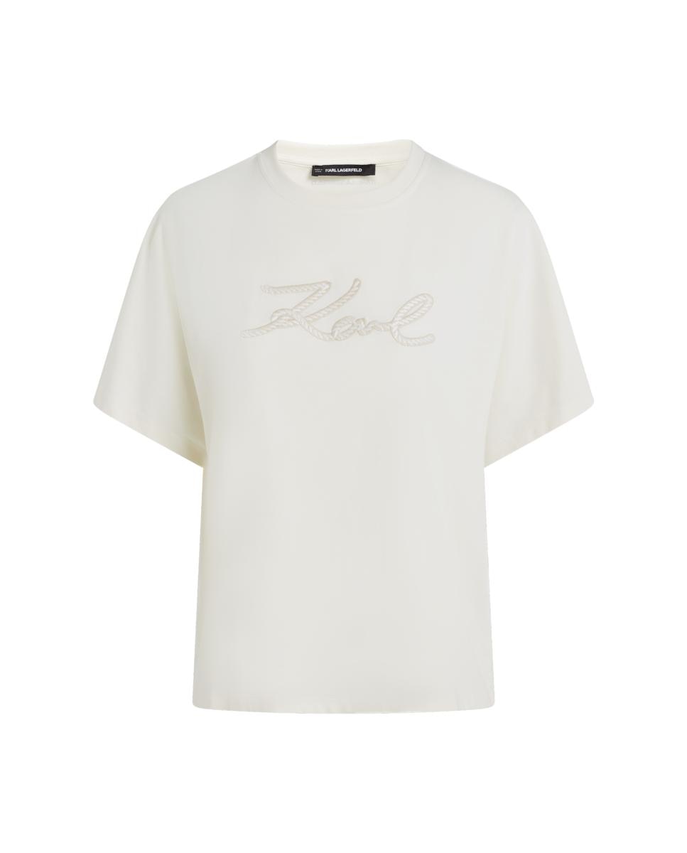 T-shirt de Corte Relaxed KL Signature Branco-5