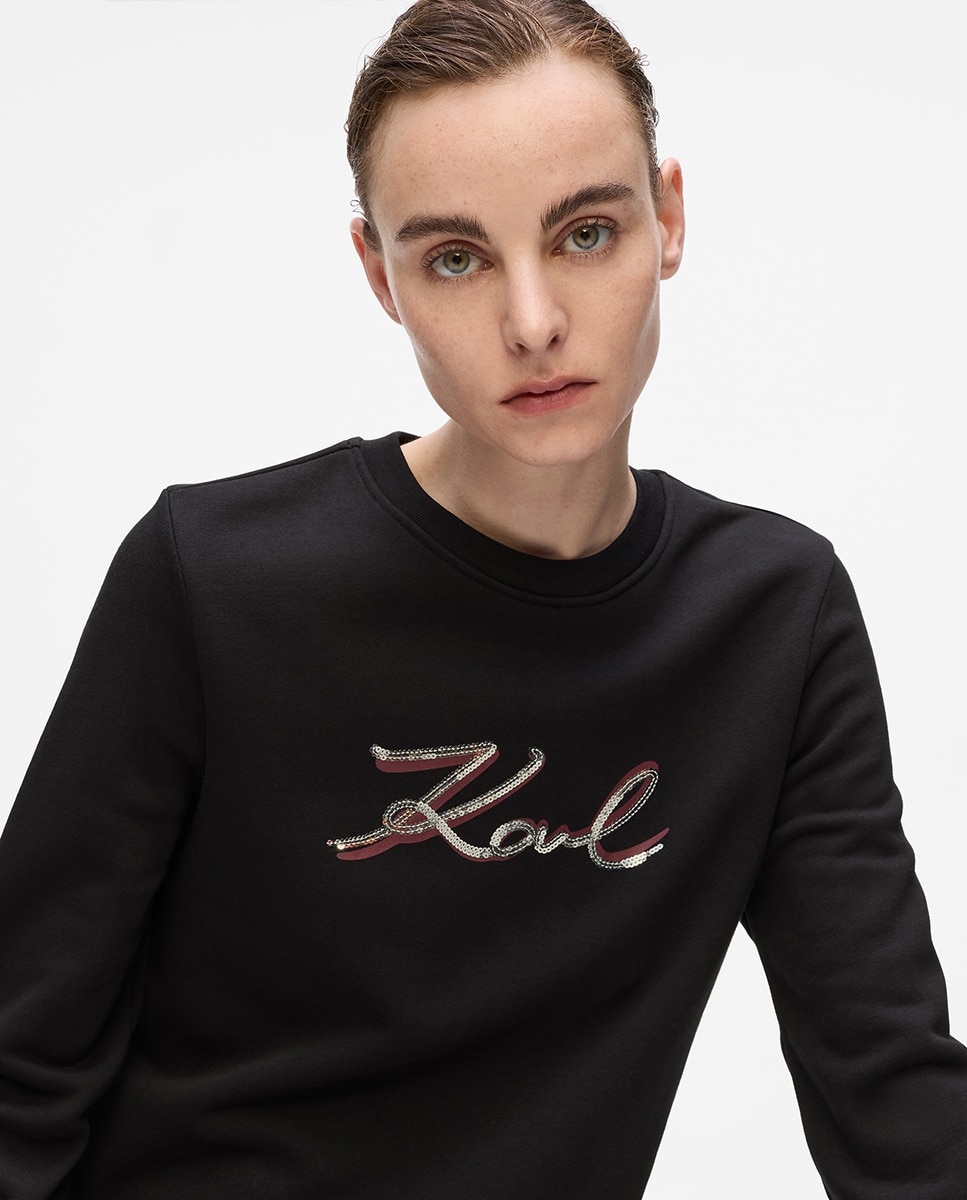 Sweatshirt com Apliques de Lantejoulas Preto-3
