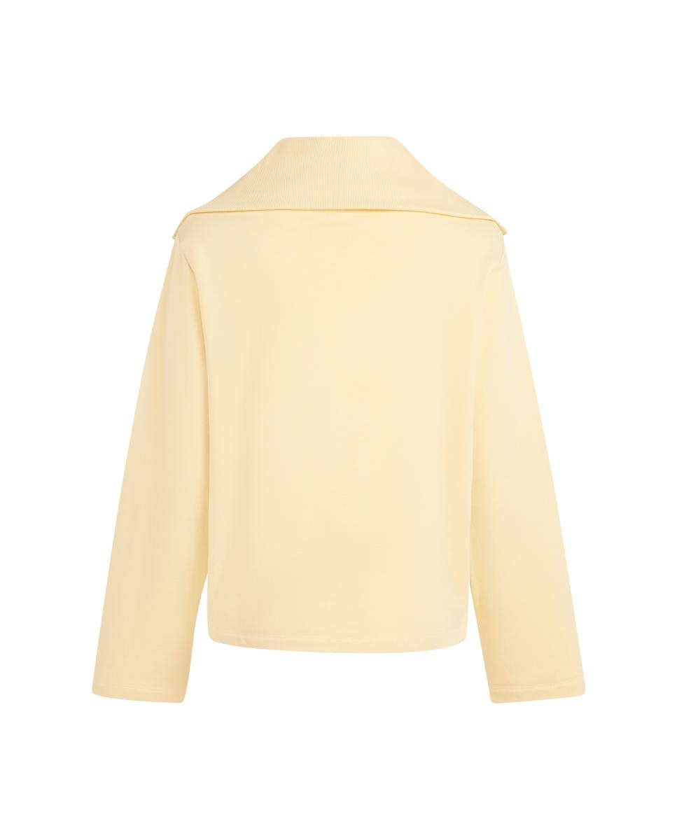 Camisola de Malha com Meio Fecho de Correr e Gola Larga Amarelo-2