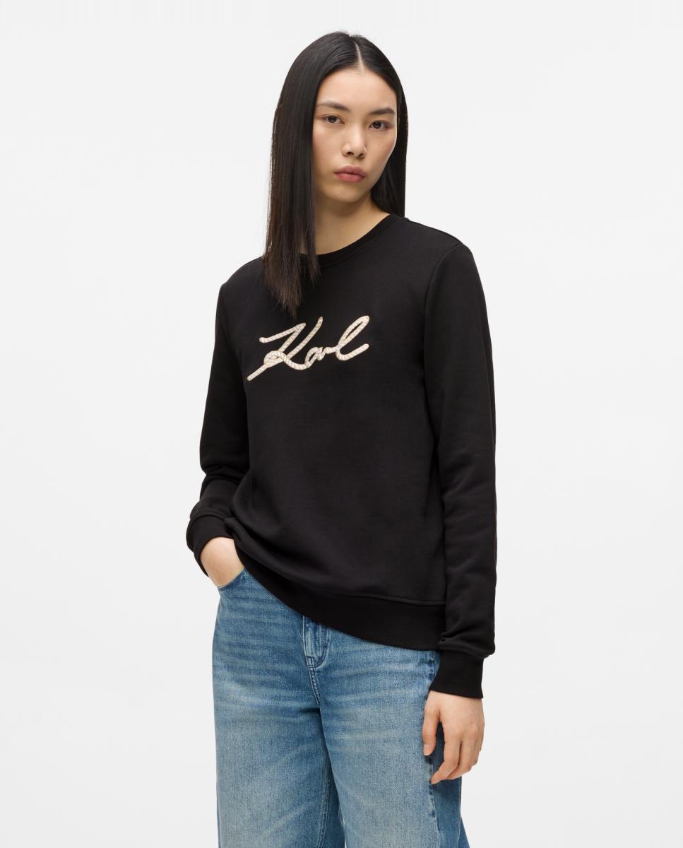 Karl Lagerfeld - Sudadera de mujer detalle cuerda KL logo.