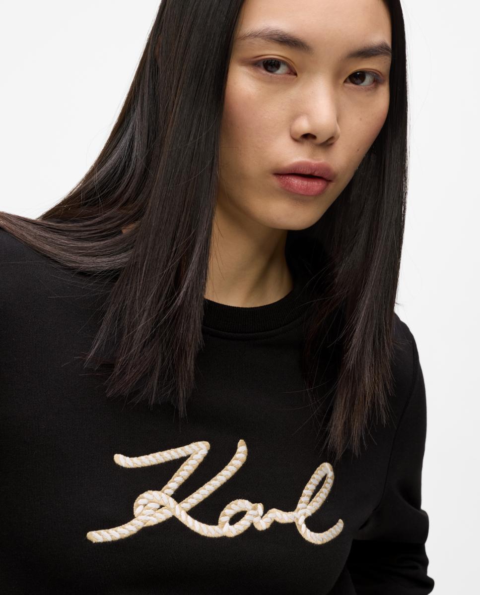 Sweatshirt com Detalhe de Corda e Logótipo KL Pretos-3