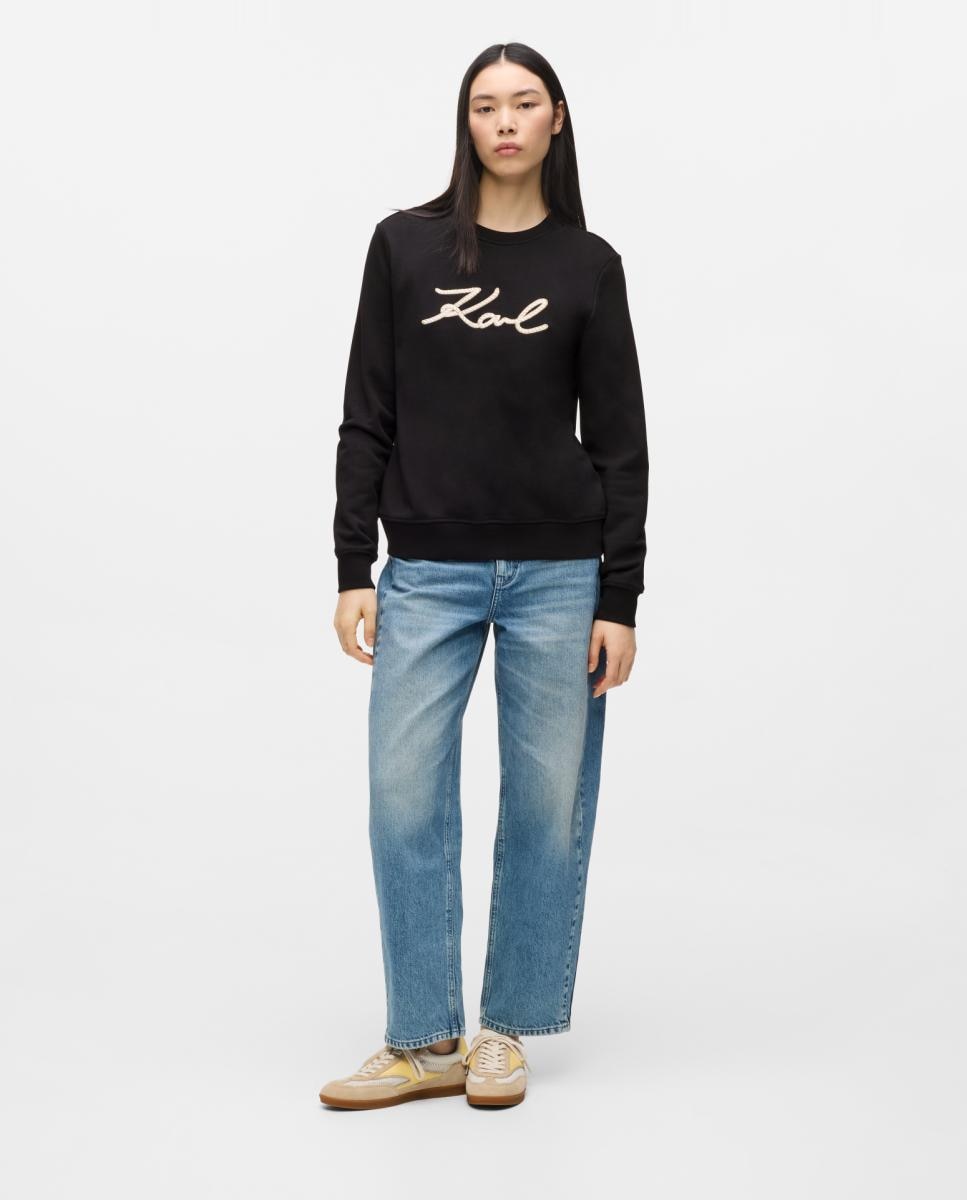Sweatshirt com Detalhe de Corda e Logótipo KL Pretos-4