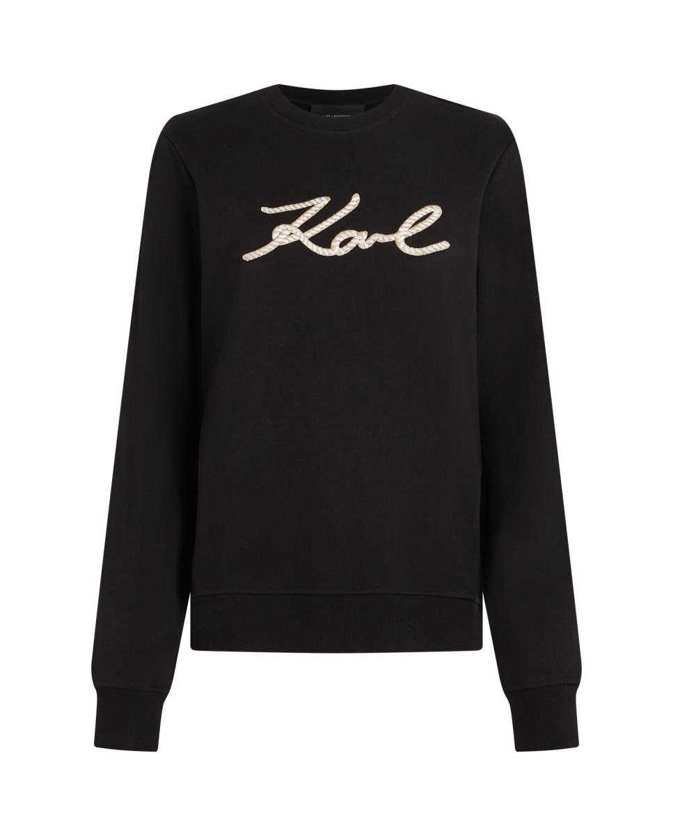Sweatshirt com Detalhe de Corda e Logótipo KL Pretos-5