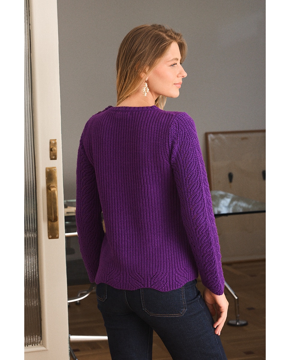 Jersey de punto fino con detalle de botones - Polin et Moi - Morado Morado-2