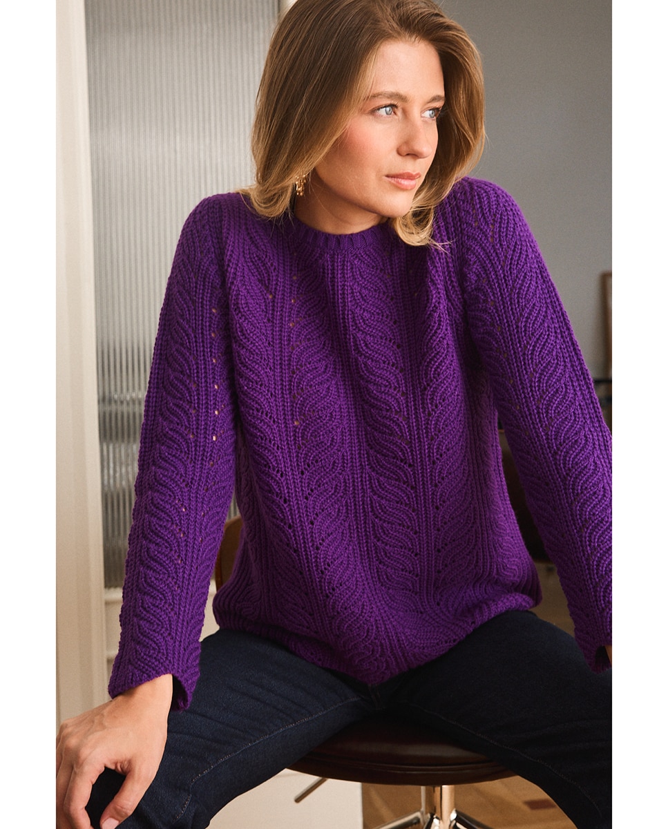 Jersey de punto fino con detalle de botones - Polin et Moi - Morado Morado-3