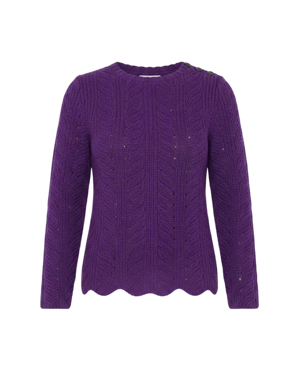 Jersey de punto fino con detalle de botones - Polin et Moi - Morado Morado-6
