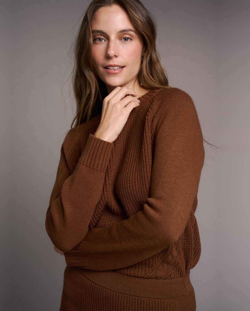 Imagen 5 de Jersey fino con textura - Polin et Moi - Marrón oscuro Marrón oscuro