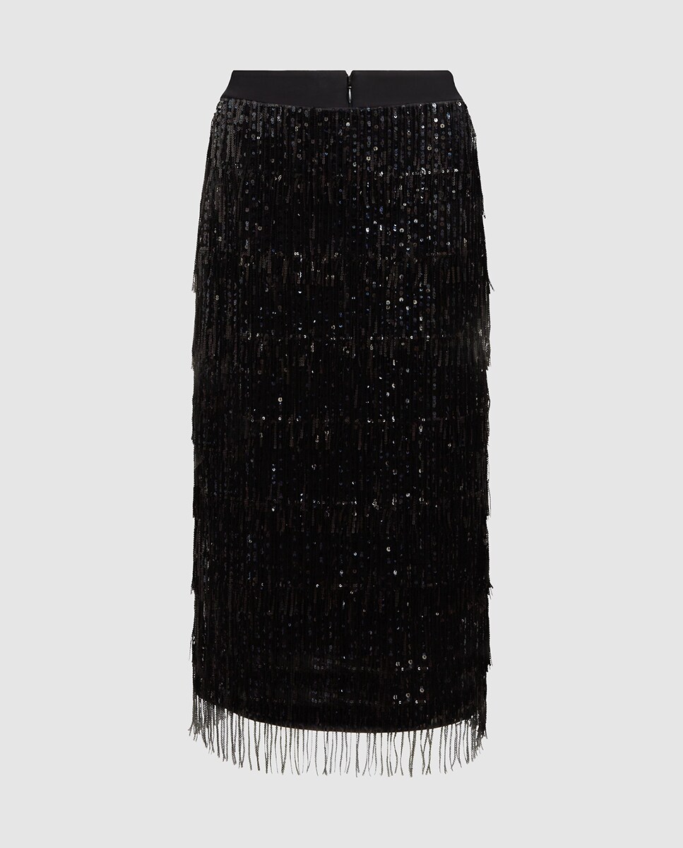 Saia com Aplique de Lantejoulas Preto-6