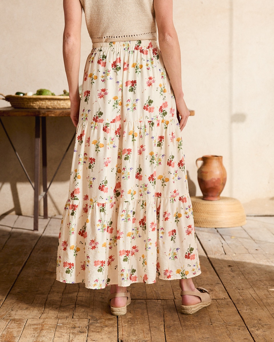 Saia com Estampado Floral Cru-2