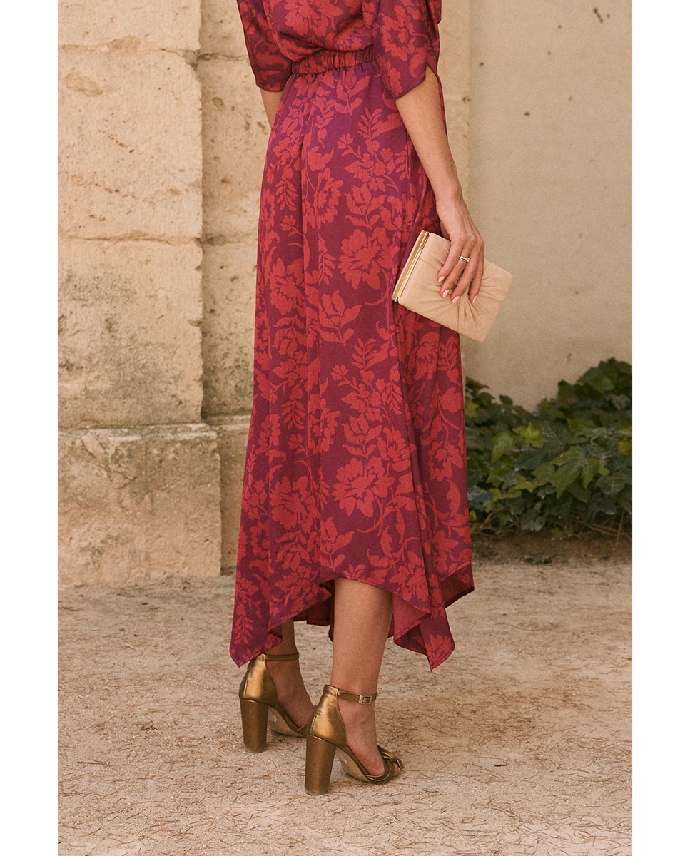 Saia de Convidada com Estampado Floral Beringela-3