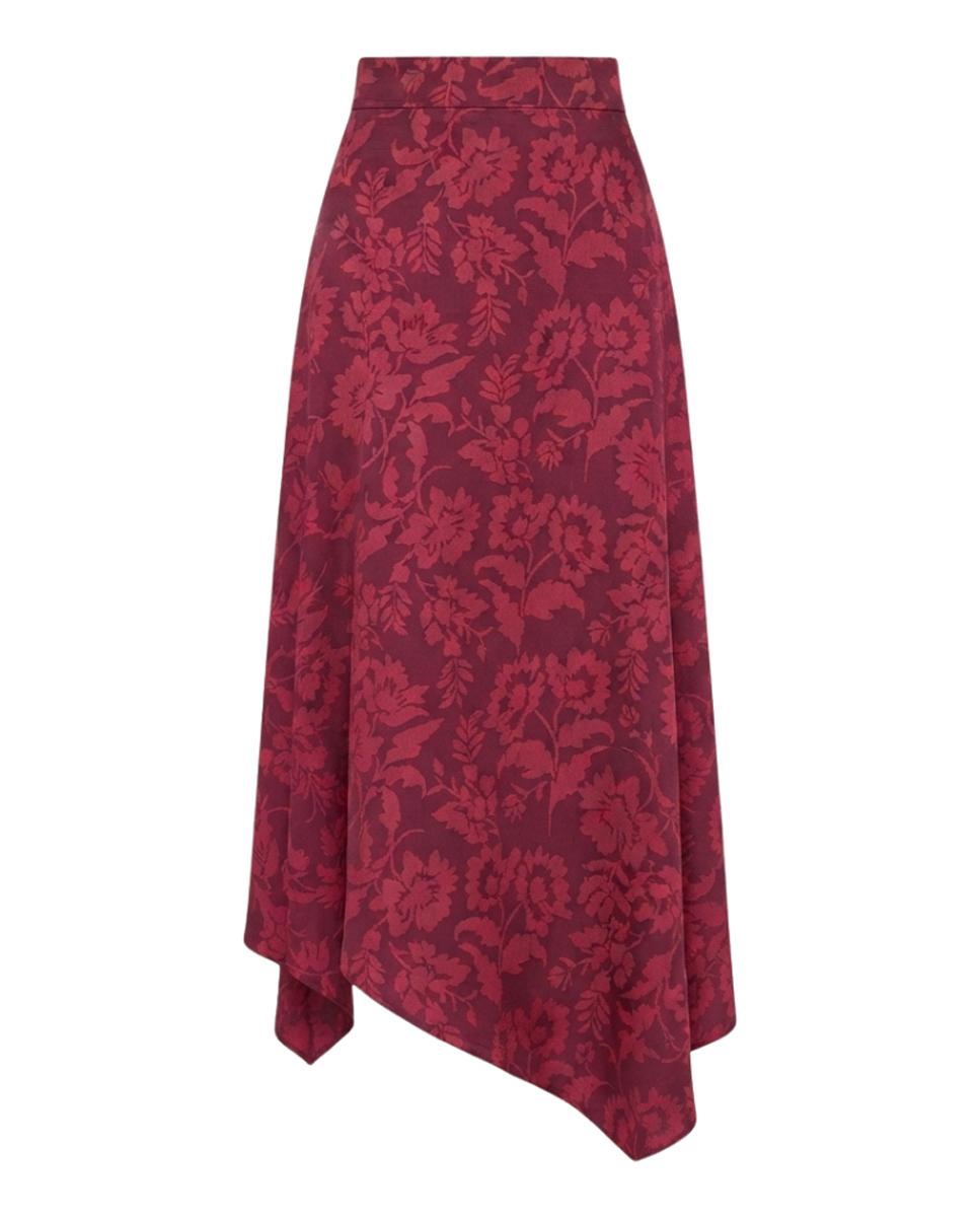 Saia de Convidada com Estampado Floral Beringela-5