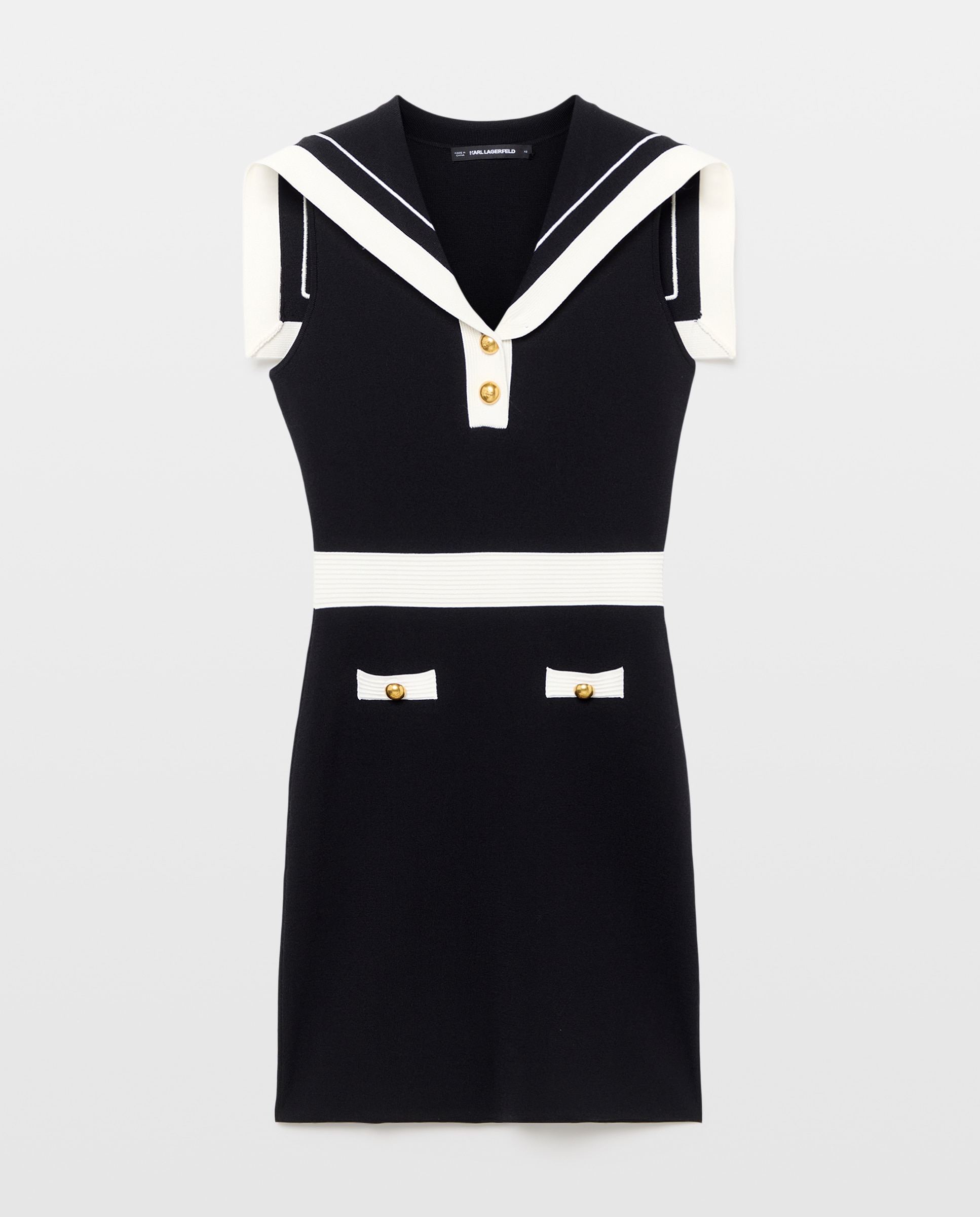 Vestido de Malha Náutica Preto-4
