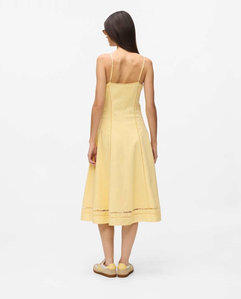 Vestido A-line Bordado Amarelo-2