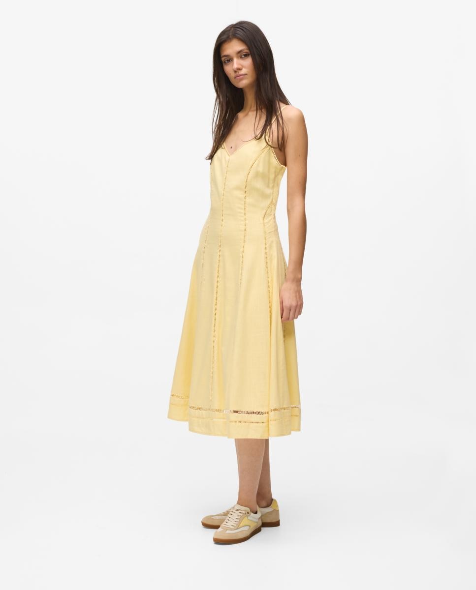 Vestido A-line Bordado Amarelo-3