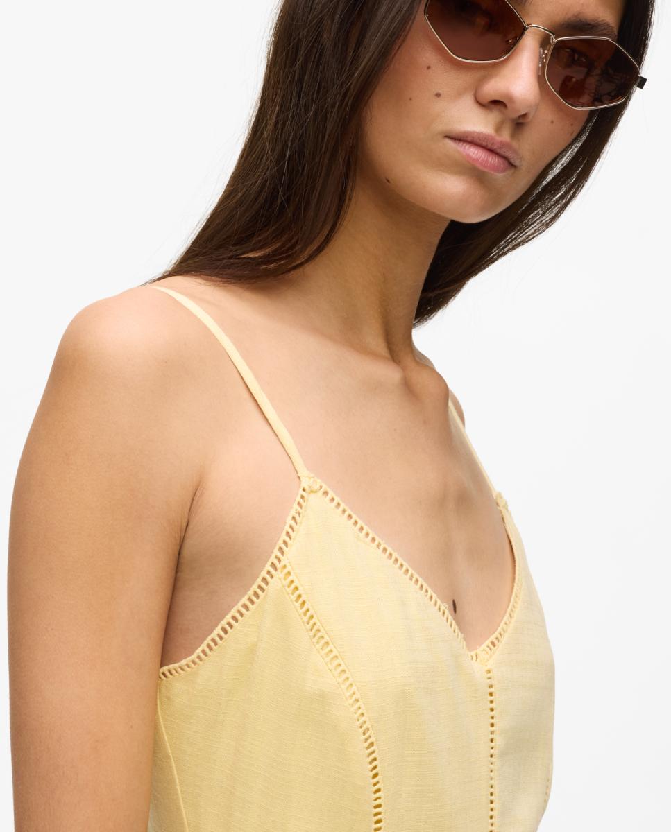 Vestido A-line Bordado Amarelo-4