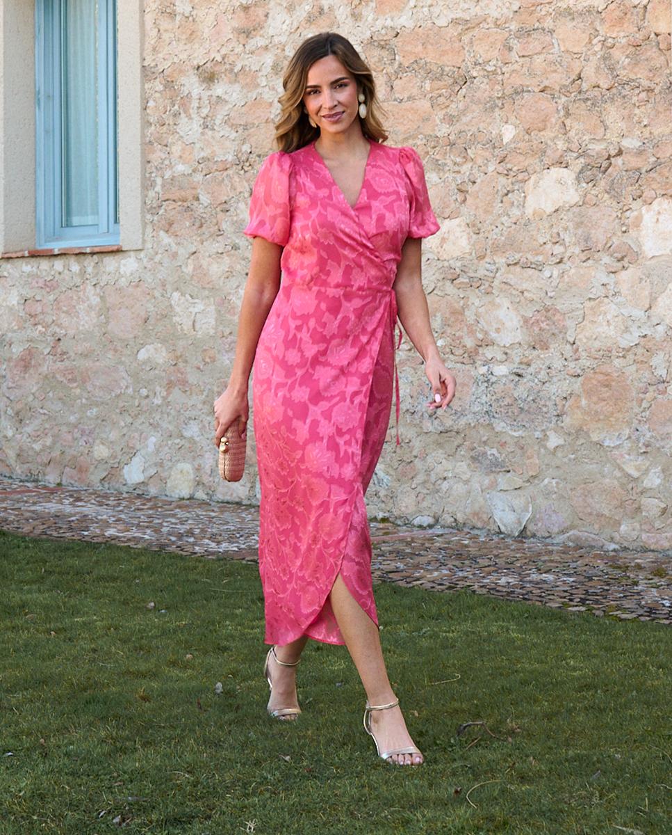 Polin et Moi - Vestido midi estampado con escote cruzado.