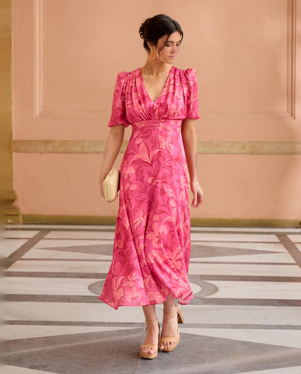 Polin et Moi - Vestido midi estampado con drapeado.