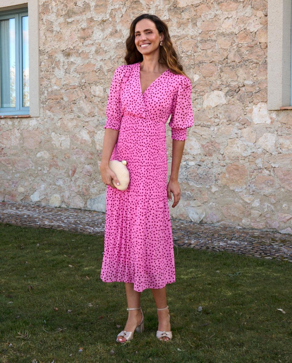Polin et Moi - Vestido largo estampado con escote cruzado.