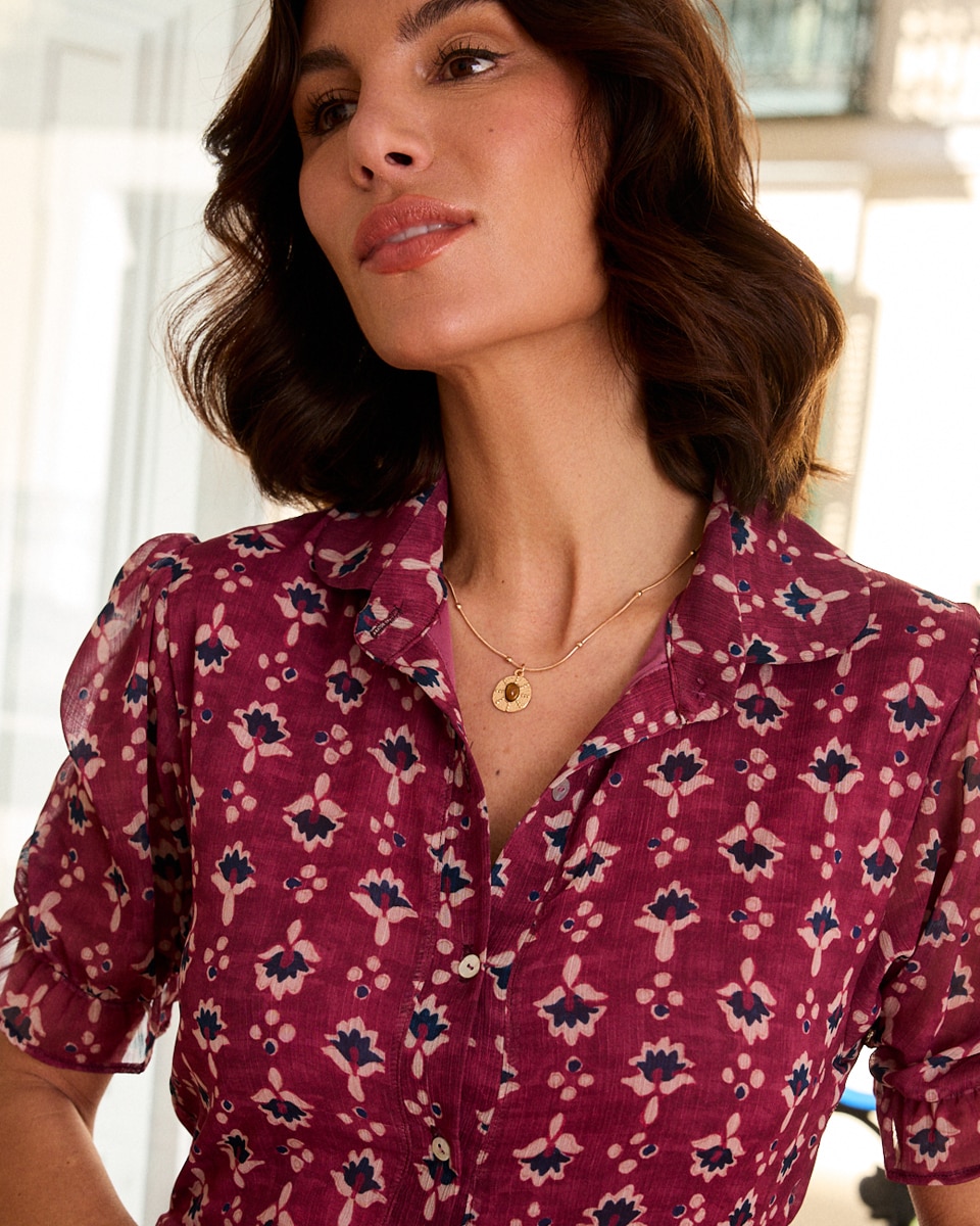 Vestido camisero fluido de mujer - Polin et Moi - Fucsia Fucsia-4