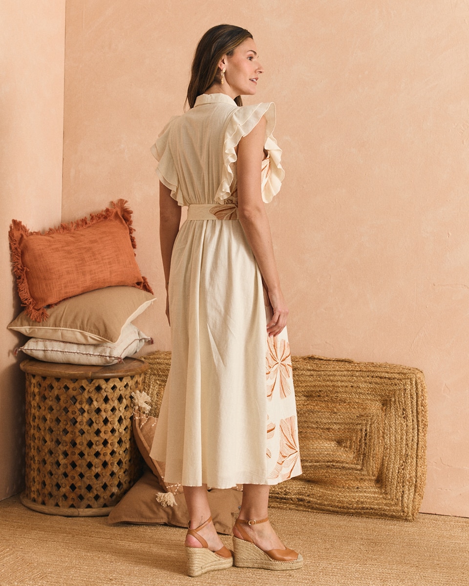 Vestido bordado estampado de mujer - Polin et Moi - Crudo Crudo-2