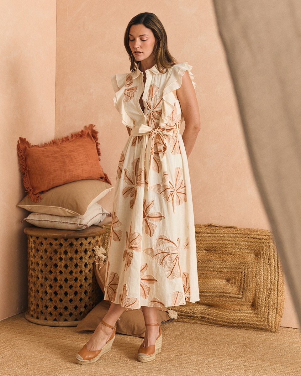 Vestido bordado estampado de mujer - Polin et Moi - Crudo Crudo-3