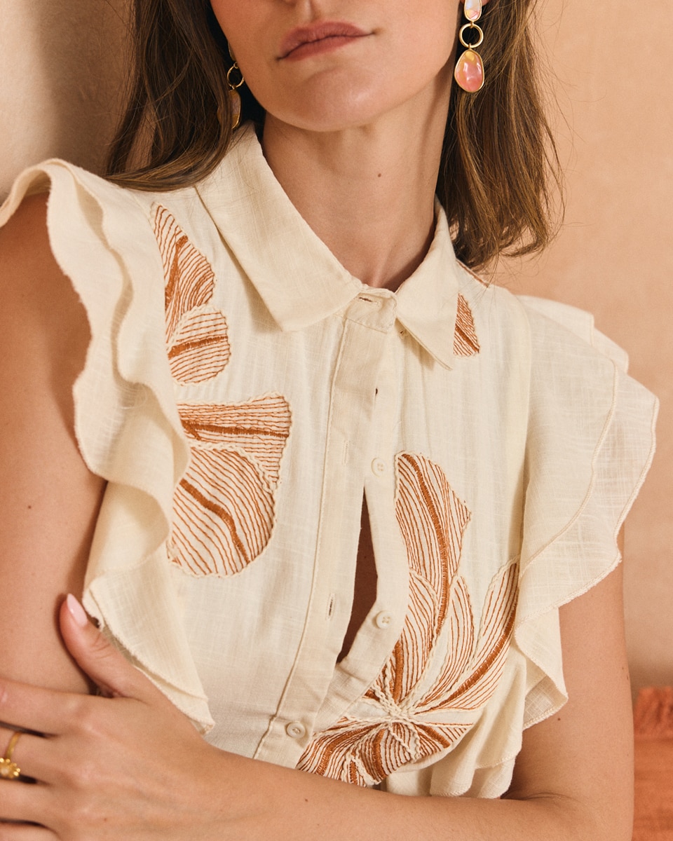 Vestido bordado estampado de mujer - Polin et Moi - Crudo Crudo-4