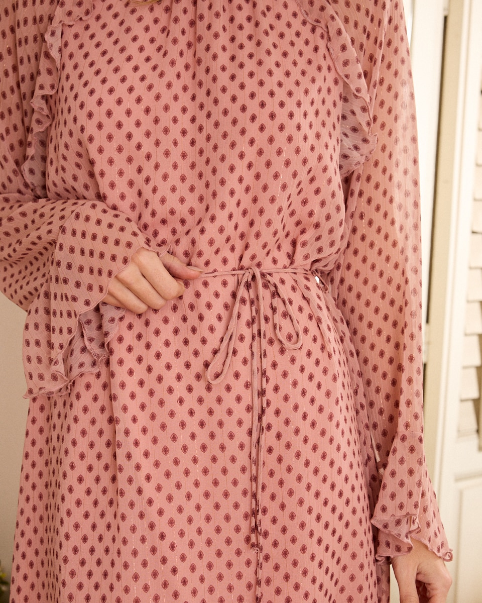 Vestido Curto Estampado Rosa-4
