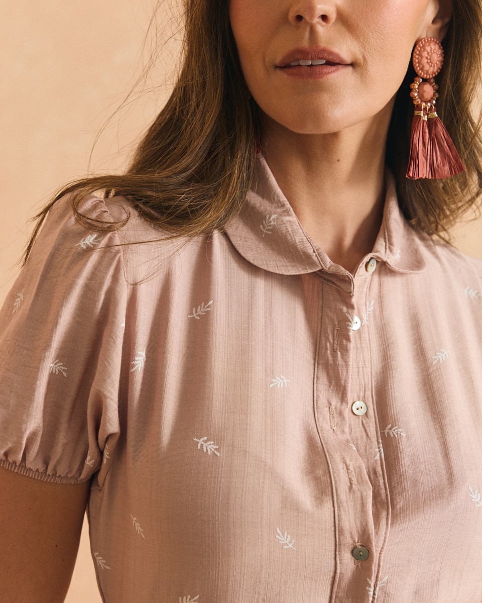 Vestido Camiseiro Comprido Rosa-3